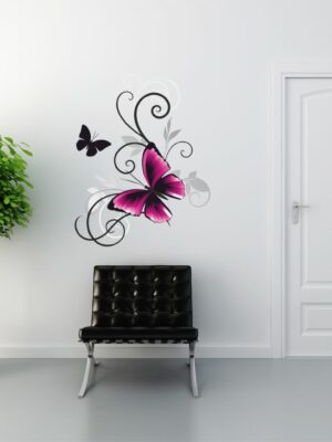 Adesivo da parete farfalle "BEAUTIFUL PINK FLY"