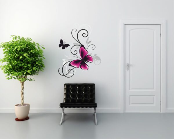 Adesivo da parete farfalle "BEAUTIFUL PINK FLY"