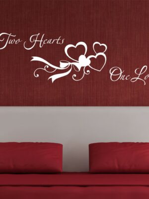 Adesivo da parete amore "TWO HEARTS ONE LOVE" - Adesivo murale
