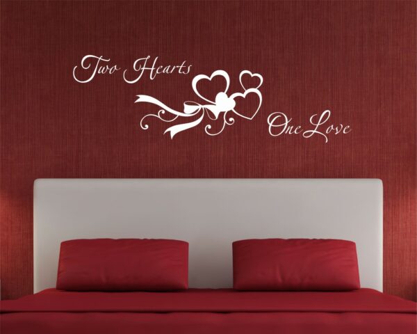 Adesivo da parete amore "TWO HEARTS ONE LOVE" - Adesivo murale