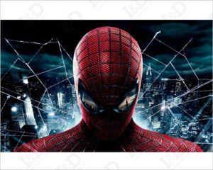 spiderman sulla città-stampa su tela