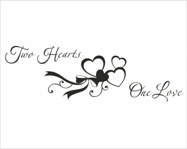 Adesivo da parete amore "TWO HEARTS ONE LOVE" - Adesivo murale