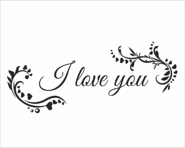Adesivo da parete amore "I LOVE YOU CON DECORI" - Adesivo murale