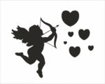 Adesivo da parete amore "CUPIDO TRA CUORI" - Adesivo murale