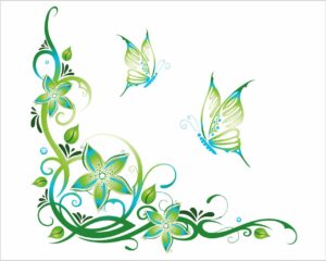 Farfalle tra decori floreali