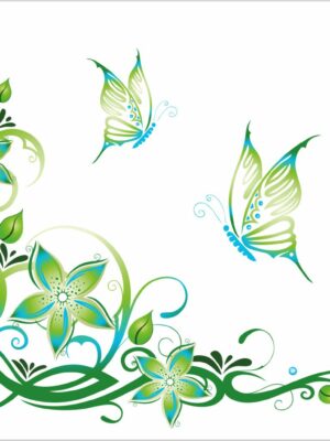 Farfalle tra decori floreali