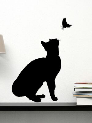 Adesivo da parete animali "GATTO CON FARFALLA"