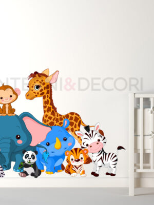 Adesivo da parete bambini "ANIMALI DELLA GIUNGLA" - Adesivo murale