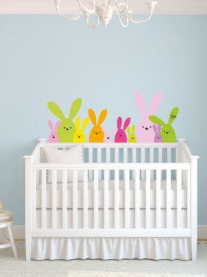 Adesivo da parete bambini "CONIGLIETTI CURIOSI" - Adesivo murale