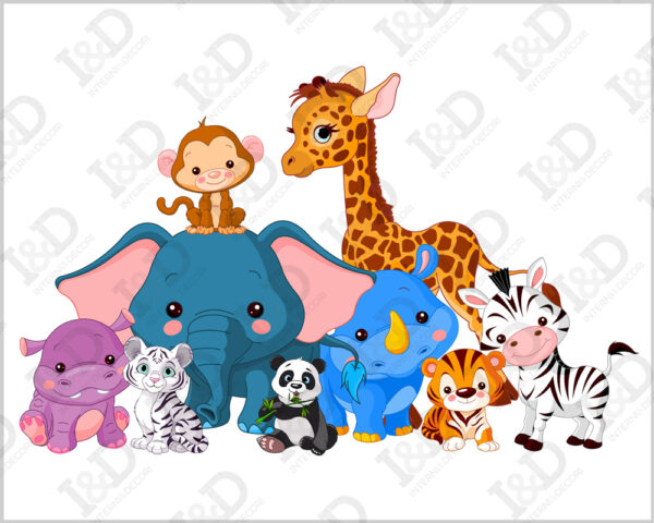 Adesivo da parete bambini "ANIMALI DELLA GIUNGLA" - Adesivo murale