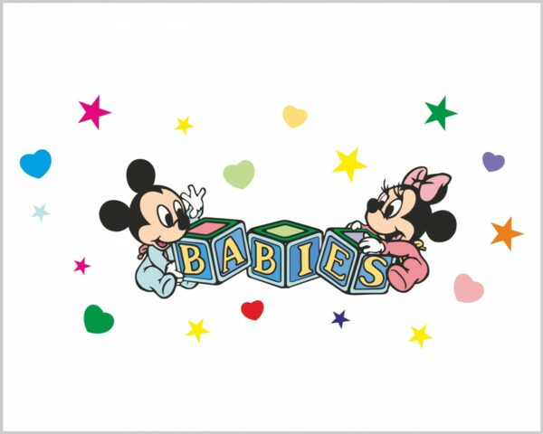 Adesivo da parete bambini "BABY TOPOLINO E MINNIE" - Adesivo murale