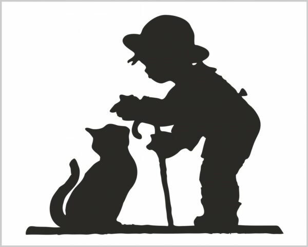 Adesivo da parete "BAMBINO CON GATTINO" - Adesivo murale