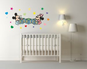 Adesivo da parete bambini "BABY TOPOLINO E MINNIE" - Adesivo murale