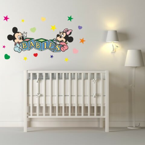 Adesivo da parete bambini "BABY TOPOLINO E MINNIE" - Adesivo murale