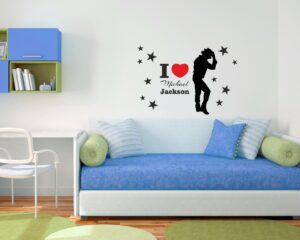 Adesivo da parete musica "I LOVE MICHAEL JACKSON"