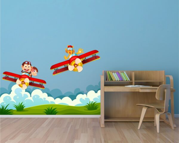 Adesivo da parete bambini "SIMPATICI AEREI IN VOLO" - Adesivo murale
