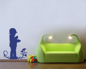 adesivo murale-bimbo su fiore