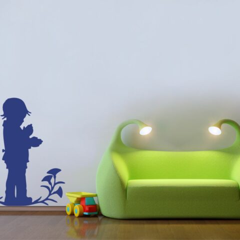 Adesivo da parete “BAMBINO CON FIORI” – Adesivo murale