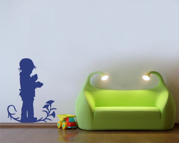 Adesivo da parete “BAMBINO CON FIORI” – Adesivo murale