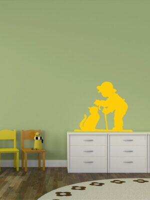 Adesivo da parete "BAMBINO CON GATTINO" - Adesivo murale