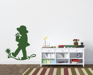 adesivo murale-bimbo con vaso di fiori
