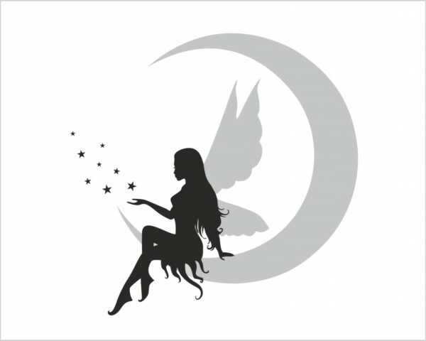 Adesivo da parete bambini "FATA SU LUNA" - Adesivo murale