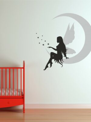 Adesivo da parete bambini "FATA SU LUNA" - Adesivo murale