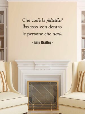 Adesivo da parete frase Amy Bratley  "CHE COS'È LA FELICITÀ?"