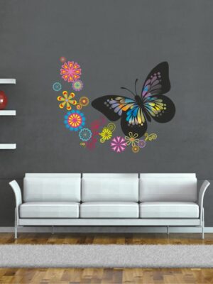 Adesivo da parete fiori "DISEGNI CON FARFALLA"