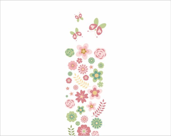 Adesivo da parete fiori "DECORI E FARFALLE"