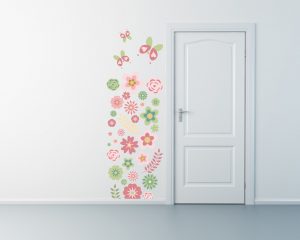 adesivo murale-decoro fiori e farfalle