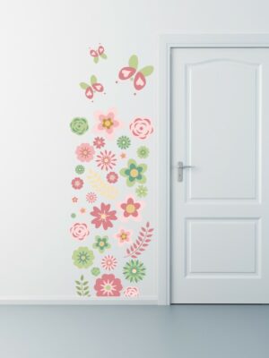 Adesivo da parete fiori "DECORI E FARFALLE"