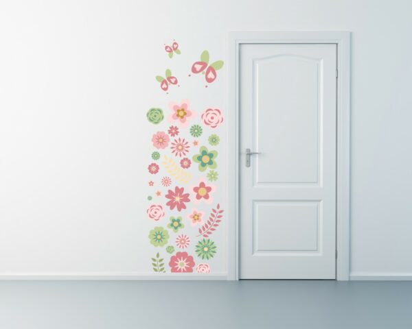 Adesivo da parete fiori "DECORI E FARFALLE"
