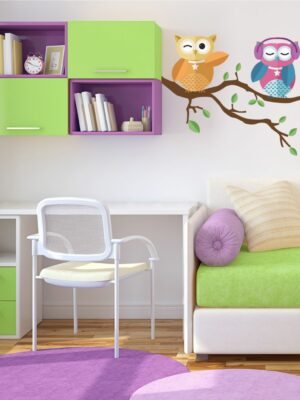 Adesivo da parete "TRE SIMPATICI GUFI" - Adesivo murale