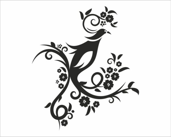 Adesivo da parete "UCCELLINO SU RAMI FIORITI"