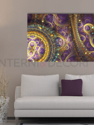 Quadro moderno arte "ASTRATTO VIOLA E ORO" - Stampa su tela