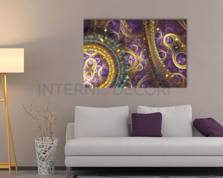 Quadro moderno arte "ASTRATTO VIOLA E ORO" - Stampa su tela