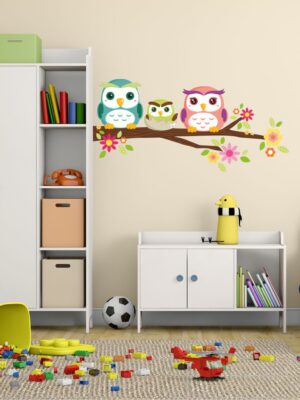 Adesivo da parete "FAMIGLIA DI GUFI" - Adesivo murale