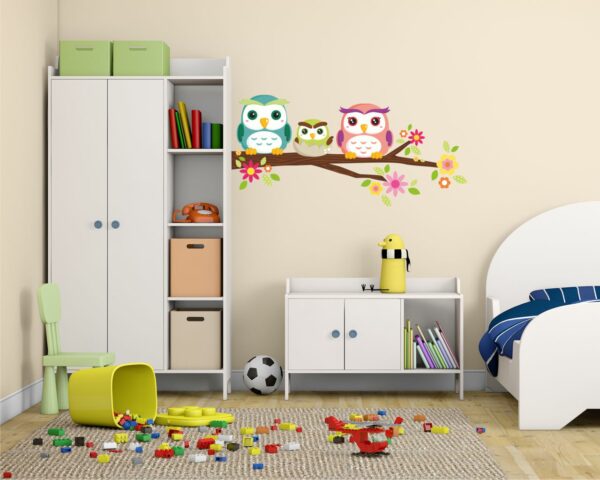 Adesivo da parete "FAMIGLIA DI GUFI" - Adesivo murale