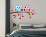 Adesivo da parete "GUFI CON CUORI" - Adesivo murale