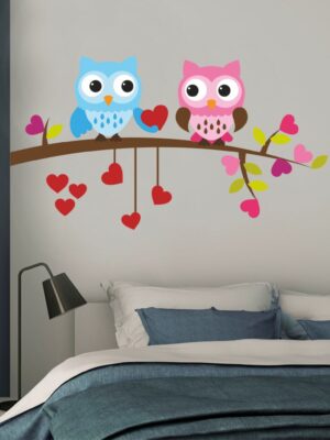 Adesivo da parete "GUFI CON CUORI" - Adesivo murale