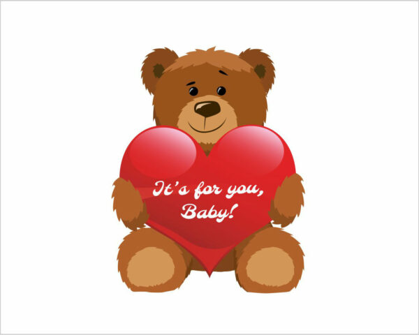 Adesivo da parete bambini "ORSETTO CON CUORE" - Adesivo murale