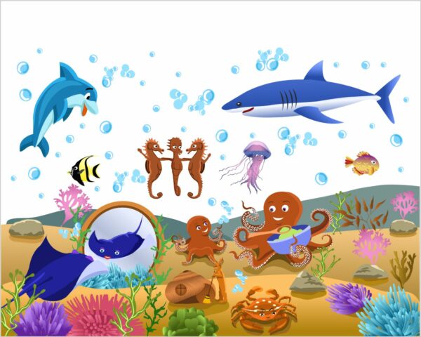 Adesivo da muro pesci "MONDO SOMMERSO" - Adesivo murale