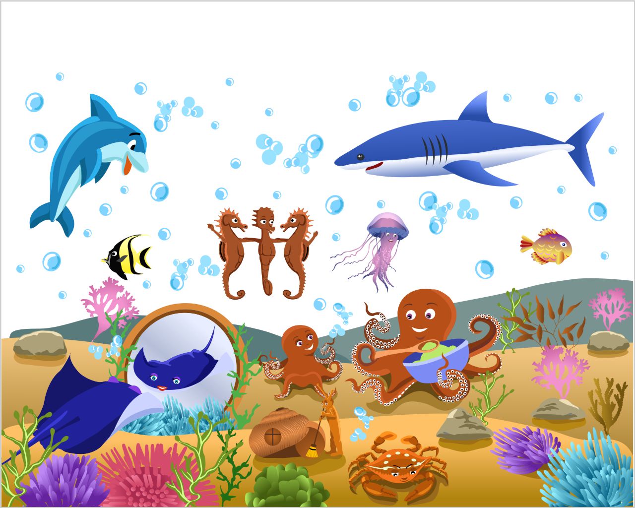 Adesivo da muro pesci "MONDO SOMMERSO" - Adesivo murale