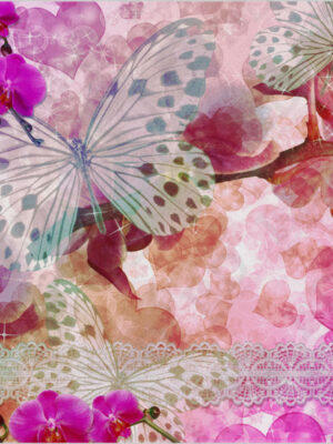 Stampa su tela-farfalle con orchidee