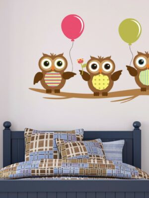 Adesivo da parete "GUFI CON PALLONCINI" - Adesivo murale