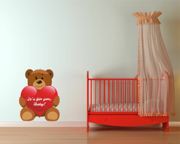 Adesivo da parete bambini "ORSETTO CON CUORE" - Adesivo murale