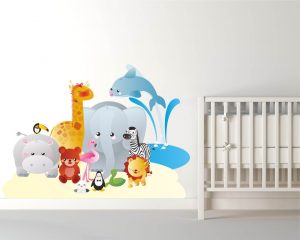 adesivo murale-animali nello zoo