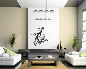 Adesivo da parete "UCCELLINO SU RAMI FIORITI"