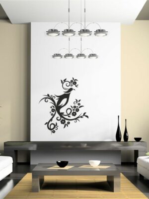 Adesivo da parete "UCCELLINO SU RAMI FIORITI"